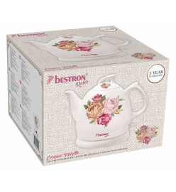 Bestron Bouilloire céramique DTP800RO Blanc 0,8 L Roses