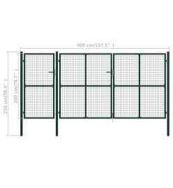 Portail de jardin Acier 400 x 200 cm Vert