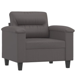 Fauteuil avec repose-pied Gris 60 cm Similicuir