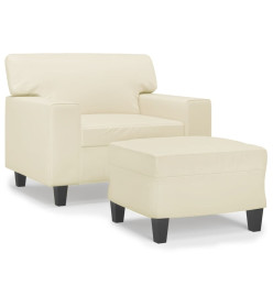 Fauteuil avec repose-pied Crème 60 cm Similicuir