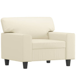 Fauteuil avec repose-pied Crème 60 cm Similicuir