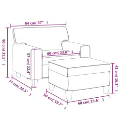 Fauteuil avec repose-pied Crème 60 cm Similicuir