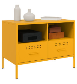 Meuble TV jaune moutarde 68x39x50,5 cm acier laminé à froid