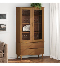 Armoire à vitrine MOLDE Marron 90x35x175 cm Bois de pin massif