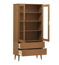 Armoire à vitrine MOLDE Marron 90x35x175 cm Bois de pin massif