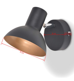 Lampe murale 2 pcs pour 2 ampoules E27 Noir et doré