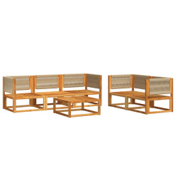 Salon de jardin avec coussins 6 pcs bois d'acacia solide