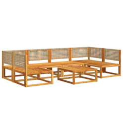 Salon de jardin avec coussins 7 pcs bois massif d'acacia