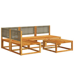 Salon de jardin avec coussins 5 pcs Bois d'acacia solide