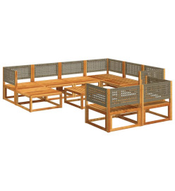 Salon de jardin avec coussins 10 pcs bois d'acacia solide