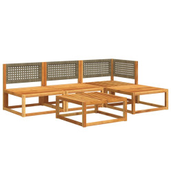 Salon de jardin avec coussins 5 pcs Bois d'acacia solide