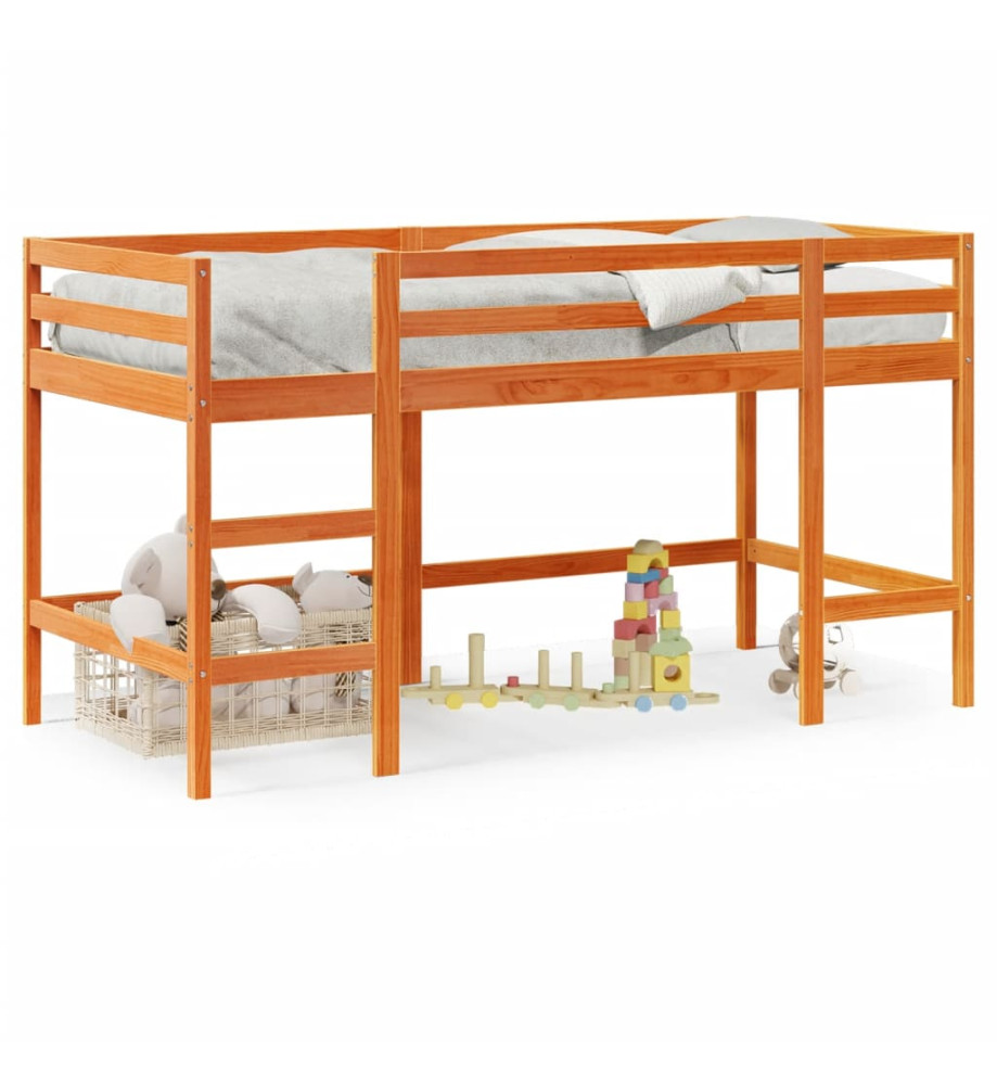 Lit mezzanine enfants avec échelle 90x190 cm bois de pin massif