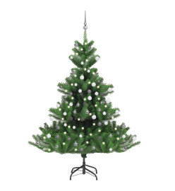 Sapin de Noël artificiel Nordmann avec LED et boules Vert 180cm