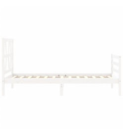 Cadre de lit et tête de lit blanc 100x200 cm bois massif