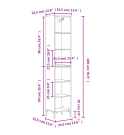 Buffet haut Blanc brillant 34,5x32,5x180 cm Bois d'ingénierie