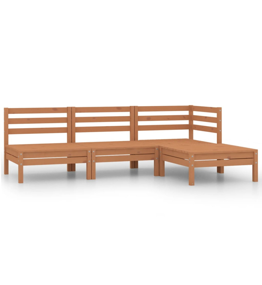 Salon de jardin 4 pcs Bois de pin massif Marron miel