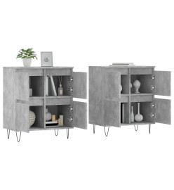 Buffets 2 pcs gris béton bois d'ingénierie