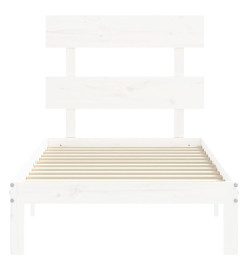 Cadre de lit et tête de lit blanc 100x200 cm bois massif