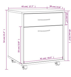 Armoire roulante Chêne marron 45x38x54 cm Bois d'ingénierie