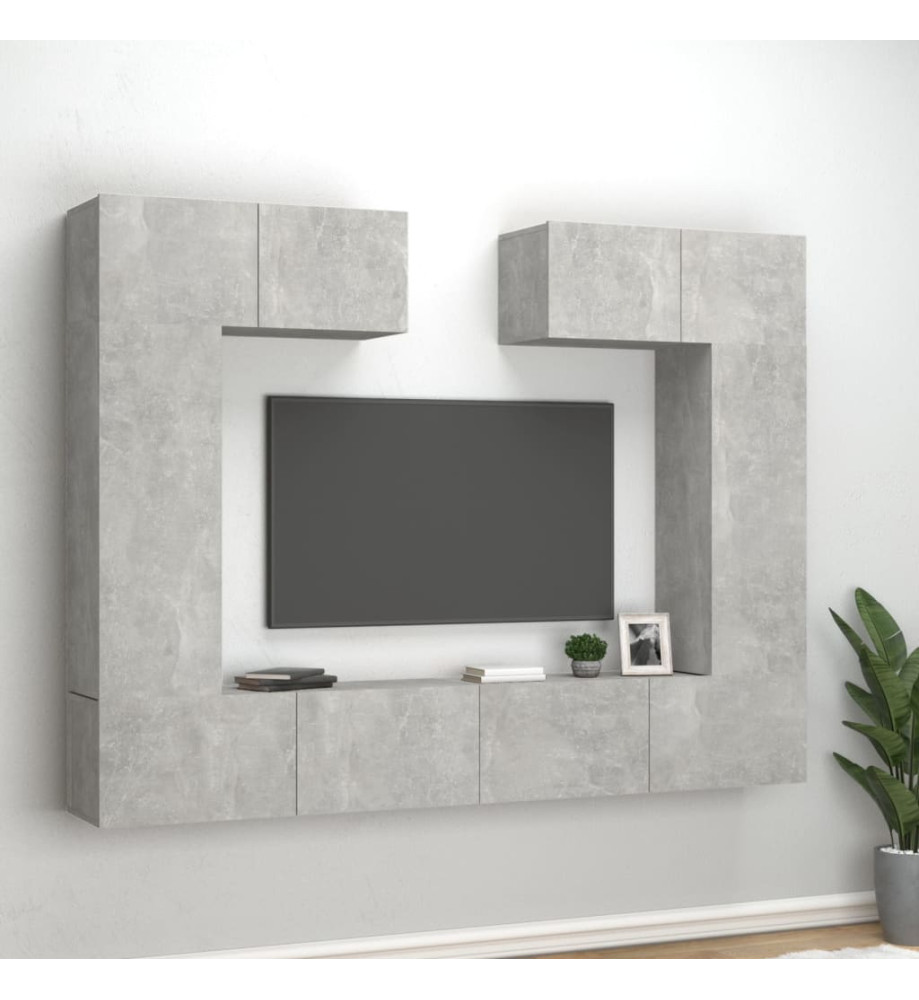 Ensemble de meubles TV 6 pcs Gris béton Bois d'ingénierie