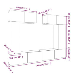 Ensemble de meubles TV 6 pcs Gris béton Bois d'ingénierie