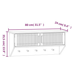 Armoire murale et crochets blanc 80x24x35,5 cm bois ingénierie