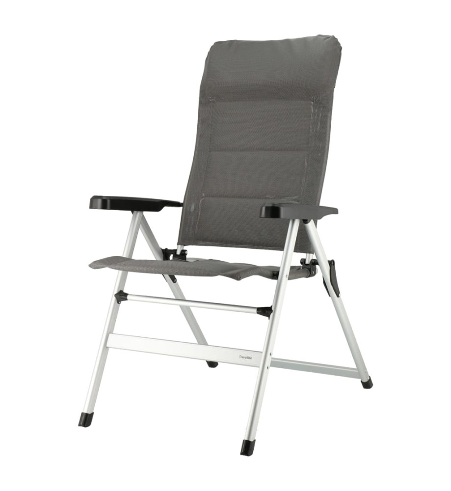 Travellife Chaise de camping pliable de luxe Ancona Comfort Gris foncé