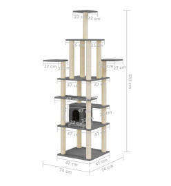 Arbre à chat avec griffoirs en sisal Gris foncé 183 cm