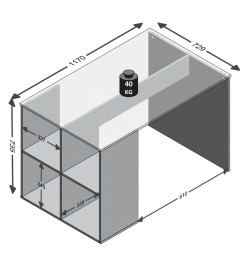 FMD Bureau avec étagères latérales 117x73x75 cm Couleur béton