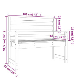 Banc de jardin noir 109x48x91,5 cm bois massif de pin