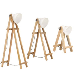 Lampadaires 3 pcs Blanc E27 Bois de manguier massif