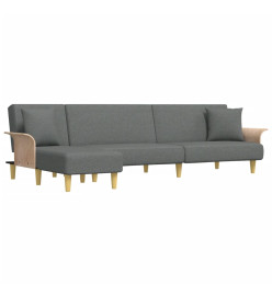 Canapé-lit en forme de L gris foncé 279x140x70 cm tissu
