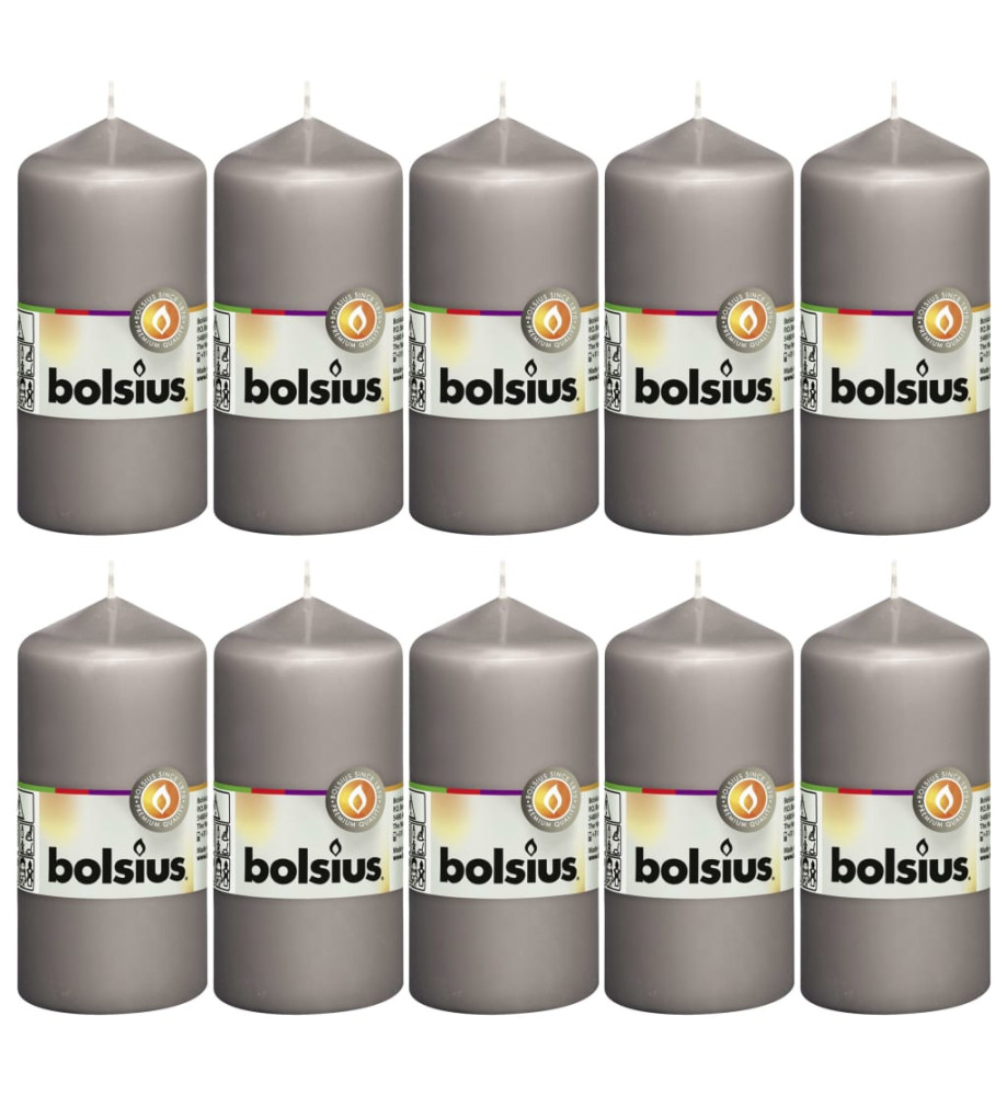 Bolsius Bougies pilier 10 pcs 120x58 mm Gris chaud