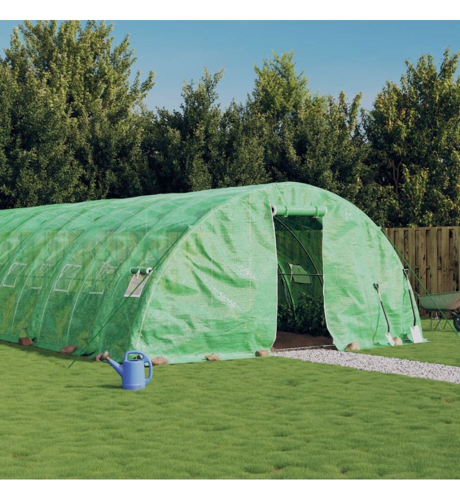 Serre avec cadre en acier vert 80 m² 16x5x2,3 m