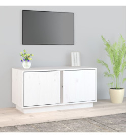 Meuble TV Blanc 80x35x40,5 cm Bois de pin massif