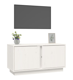 Meuble TV Blanc 80x35x40,5 cm Bois de pin massif