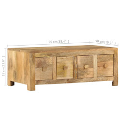 Table basse avec 4 tiroirs 90x50x35 cm Bois solide de manguier