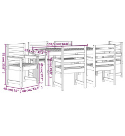 Ensemble à dîner de jardin 7 pcs marron miel bois pin massif