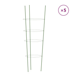 Supports pour plantes de jardin 4 anneaux 5pcs Vert 90 cm Acier