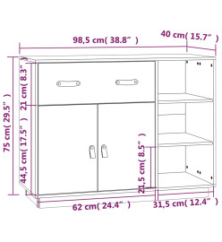 Buffet Gris 98,5x40x75 cm Bois massif de pin