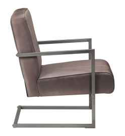 Fauteuil cantilever Marron Cuir véritable