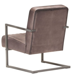 Fauteuil cantilever Marron Cuir véritable