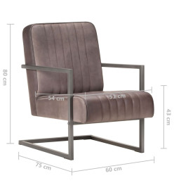 Fauteuil cantilever Marron Cuir véritable