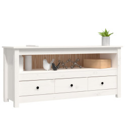 Meuble TV Blanc 114x35x52 cm Bois de pin massif