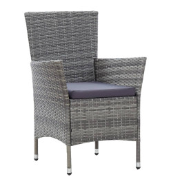 Mobilier à dîner de jardin 5pcs et coussins Résine tressée Gris