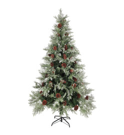 Sapin de Noël avec pommes de pin Vert et blanc 195 cm PVC et PE