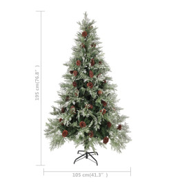 Sapin de Noël avec pommes de pin Vert et blanc 195 cm PVC et PE