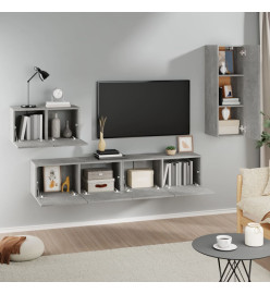 Ensemble de meubles TV 4 pcs Gris béton Bois d'ingénierie