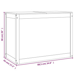 Boîte à linge Gris 88,5x44x66 cm Bois massif de pin