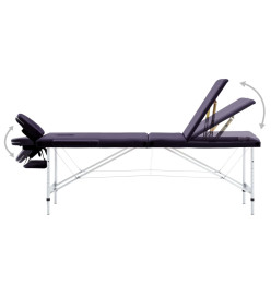 Table de massage pliable 3 zones Aluminium Violet